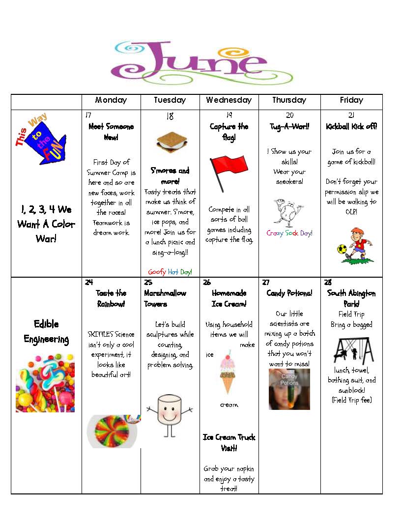 SUMMER CAMP SCHEDULE Kids Creative Learning Centers