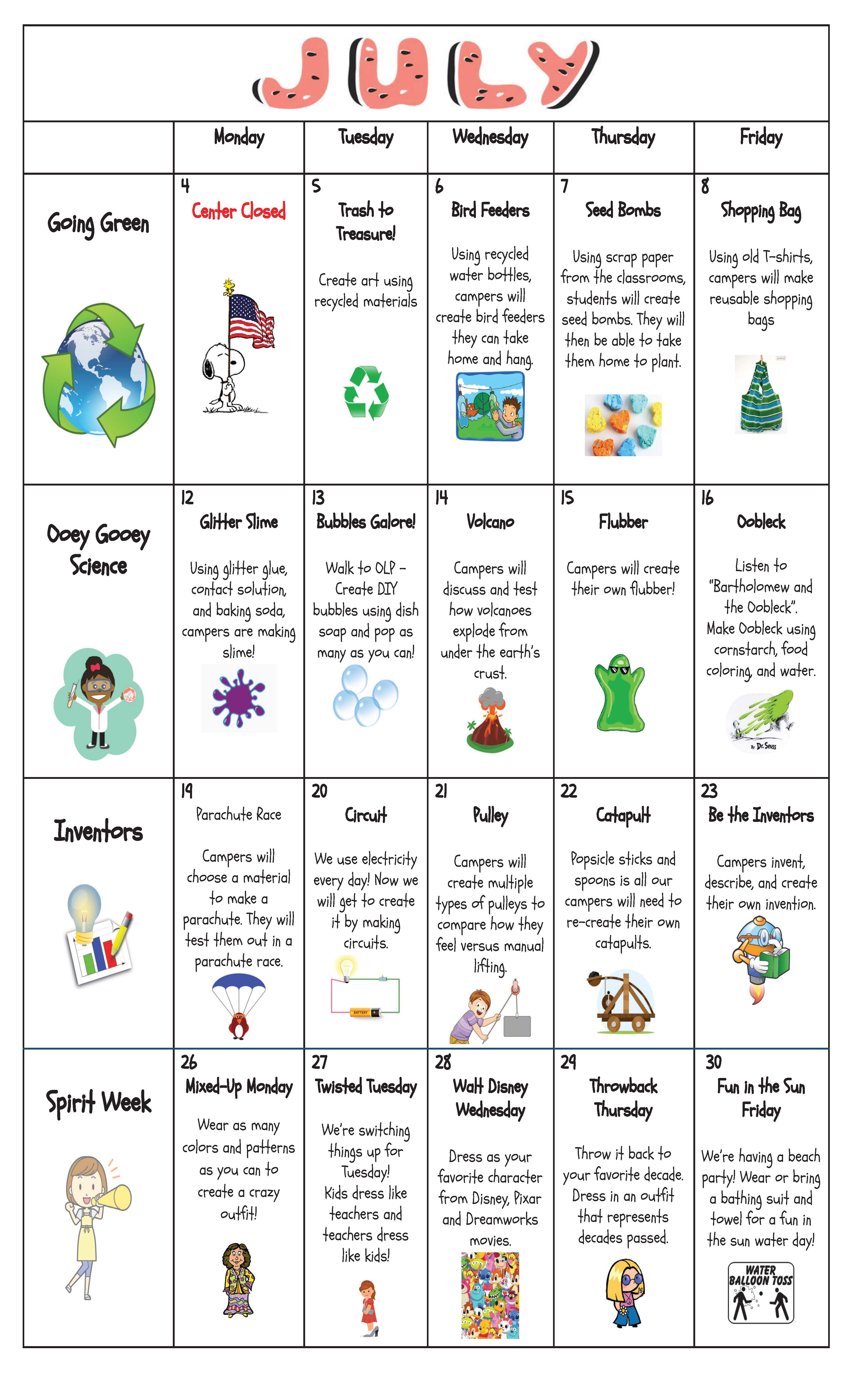 Summer Camp Theme Ideas For Preschoolers Printable Form, Templates